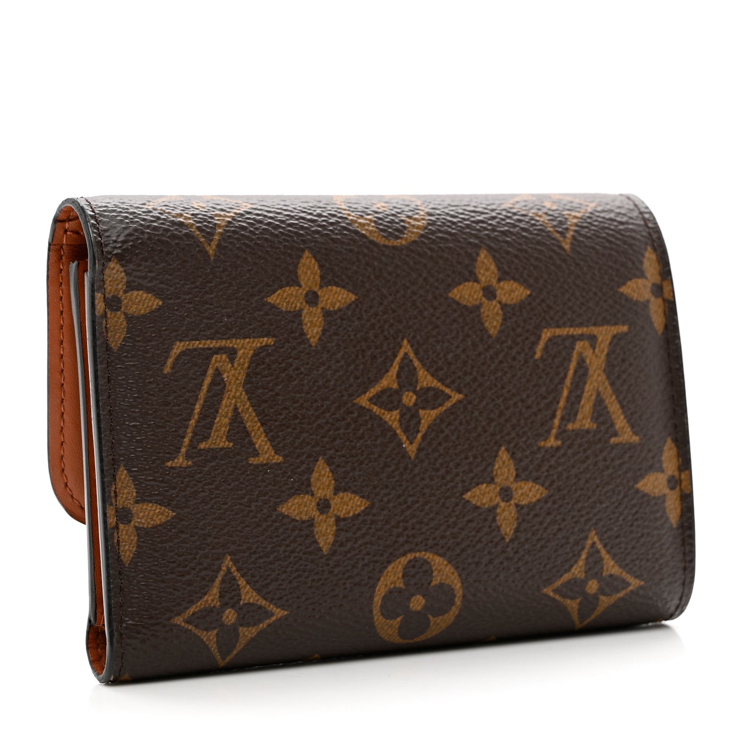 Monogram Flower Lock Compact Wallet Caramel