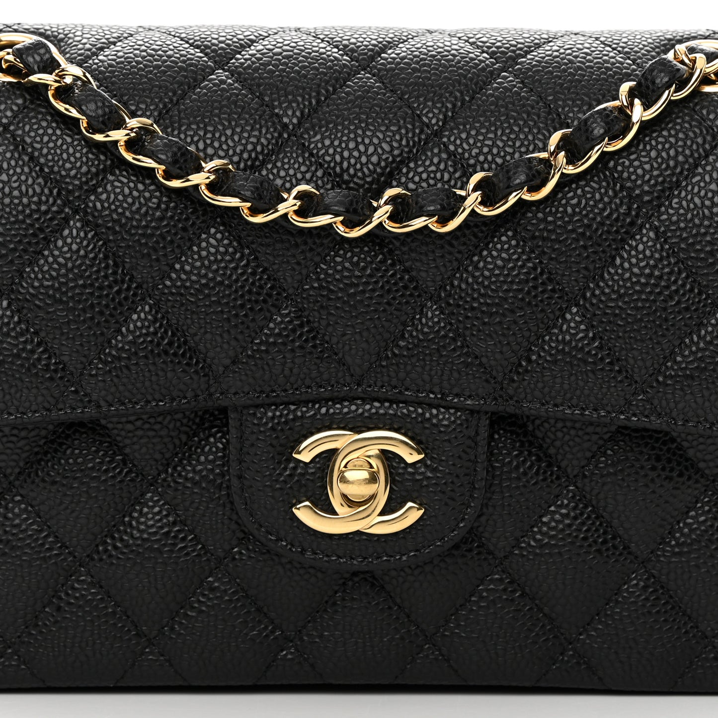 Caviar Quilted Small Double Flap Black