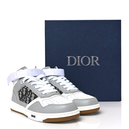 Christian Dior Smooth Calfskin Jacquard Oblique Mens B27 Mid Top Sneakers 40 Beige Blue 8 of 8