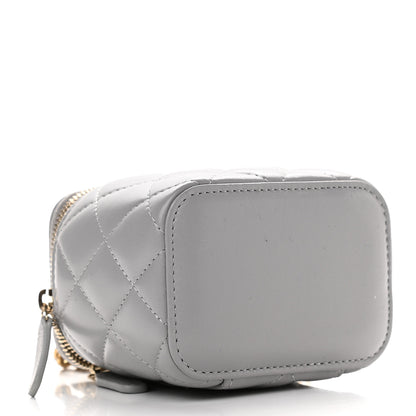 Chanel Lambskin Quilted Pearl Crush Mini Vanity Case With Chain Grey 4 of 9