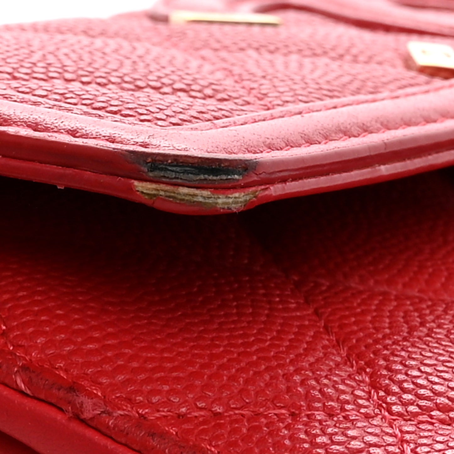 Caviar Quilted Large Filigree Gusset Flap Wallet Red
