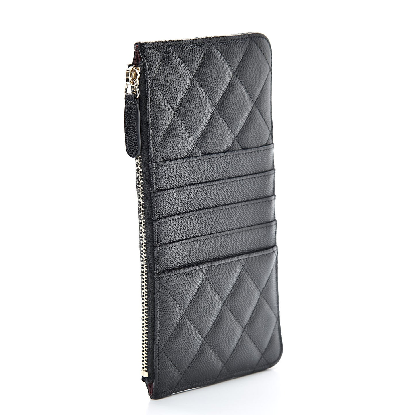 Caviar Quilted Classic Flat Wallet Pouch Black