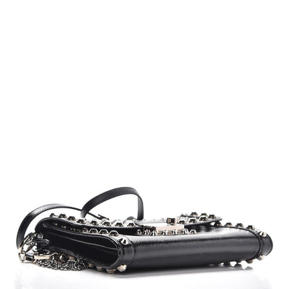 Prada Saffiano Vernice Studded Crossbody Bag Black 5 of 8