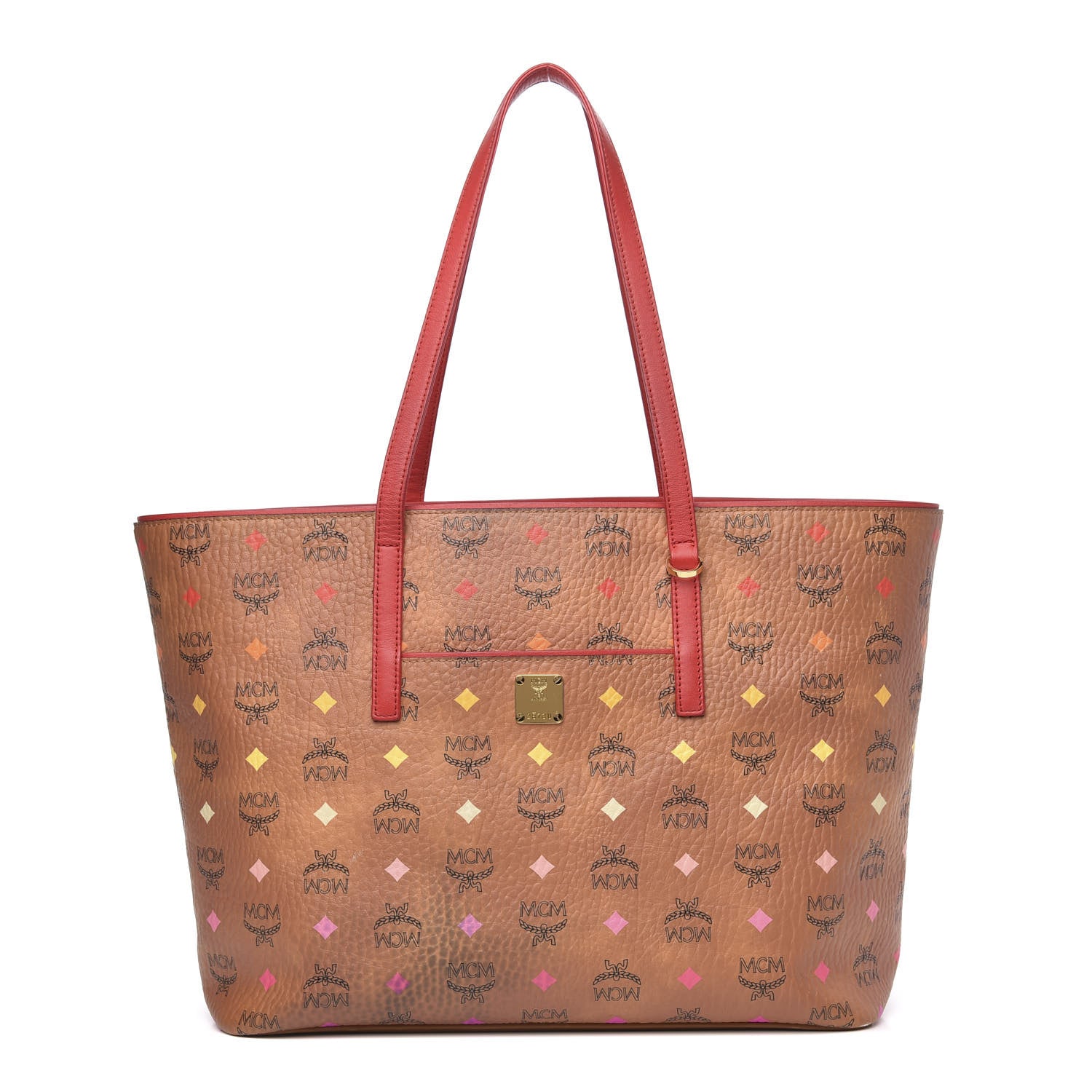MCM Visetos Spektrum Medium Anya Shopper Tote Cognac 1 of 19