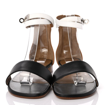 Hermes Heritage Calfskin Baia Sandals 38.5 Natural Black White 2 of 4