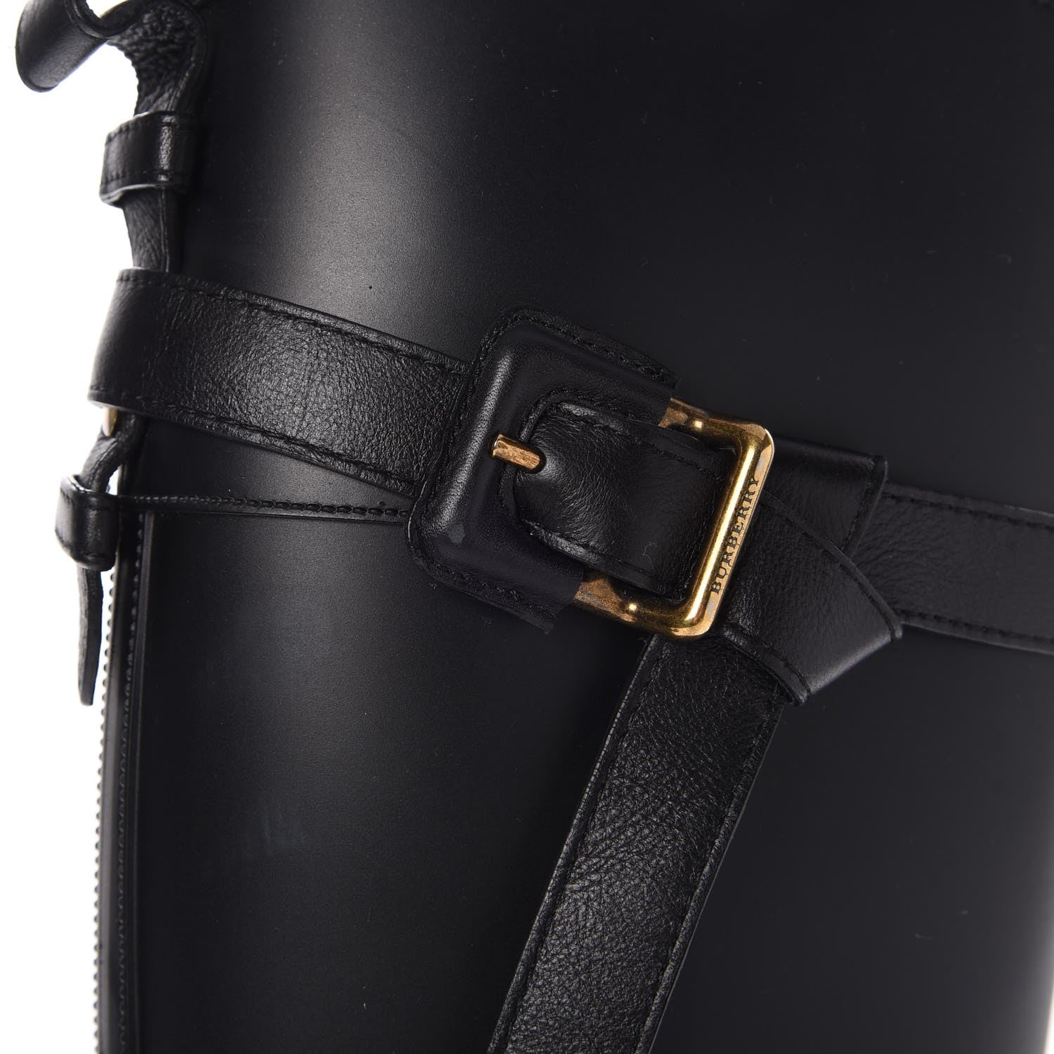 Burberry Rubber Roscot Belted Rain Boots 38 Black 10 of 13