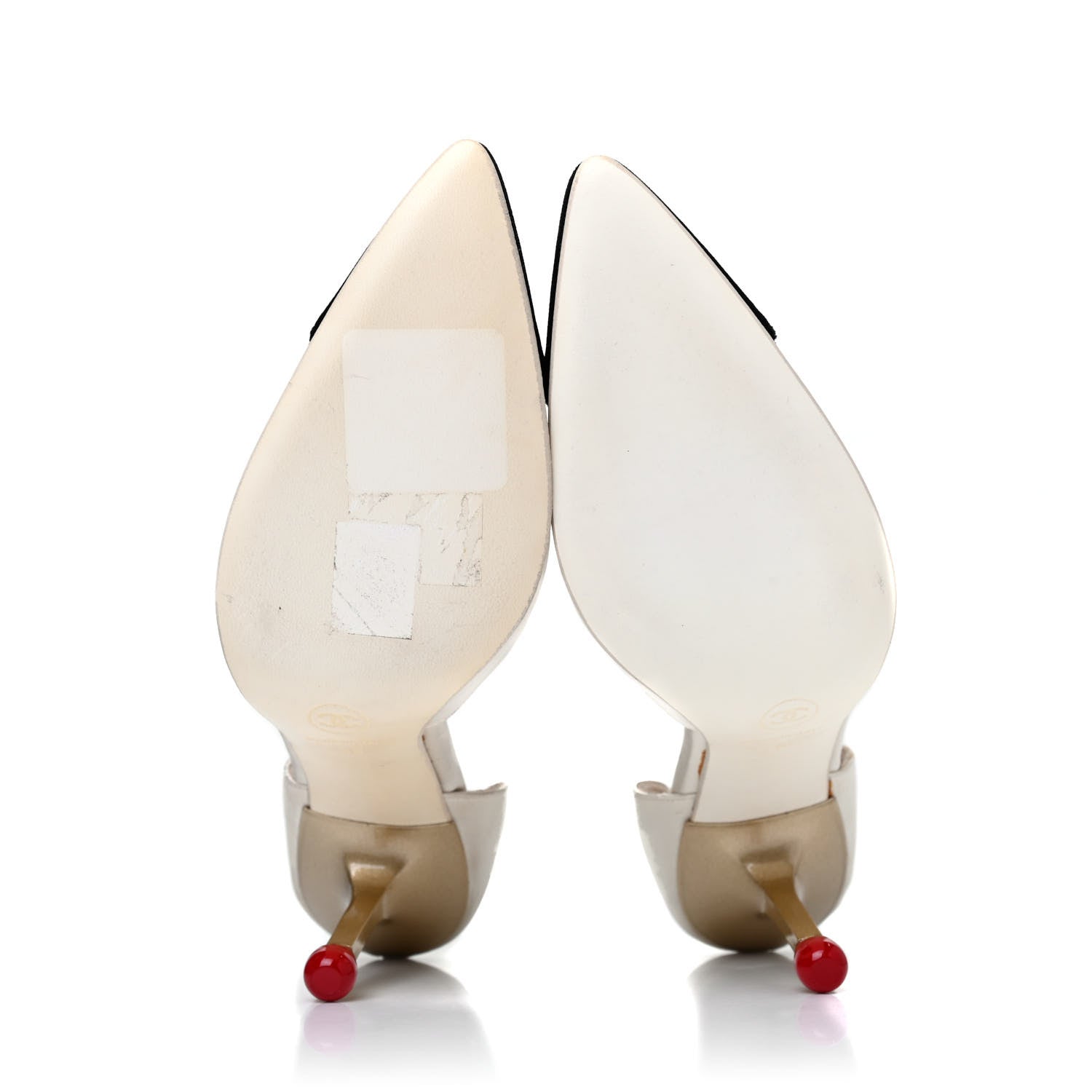 Chanel Satin Cap Toe Matchstick d'Orsay Pumps 38 White Black 4 of 4