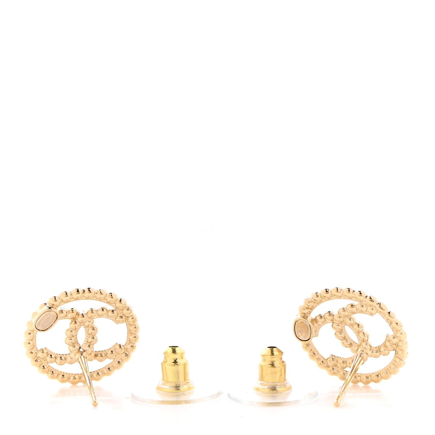 Metal Bead Round CC Stud Earrings Gold