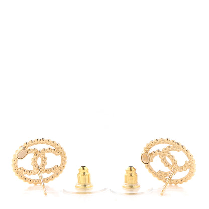 Chanel Metal Bead Round CC Stud Earrings Gold 3 of 4