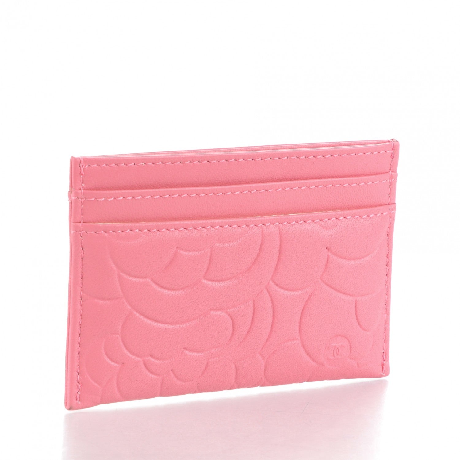 Chanel Lambskin Camellia Embossed Card Holder Pink 3 of 7