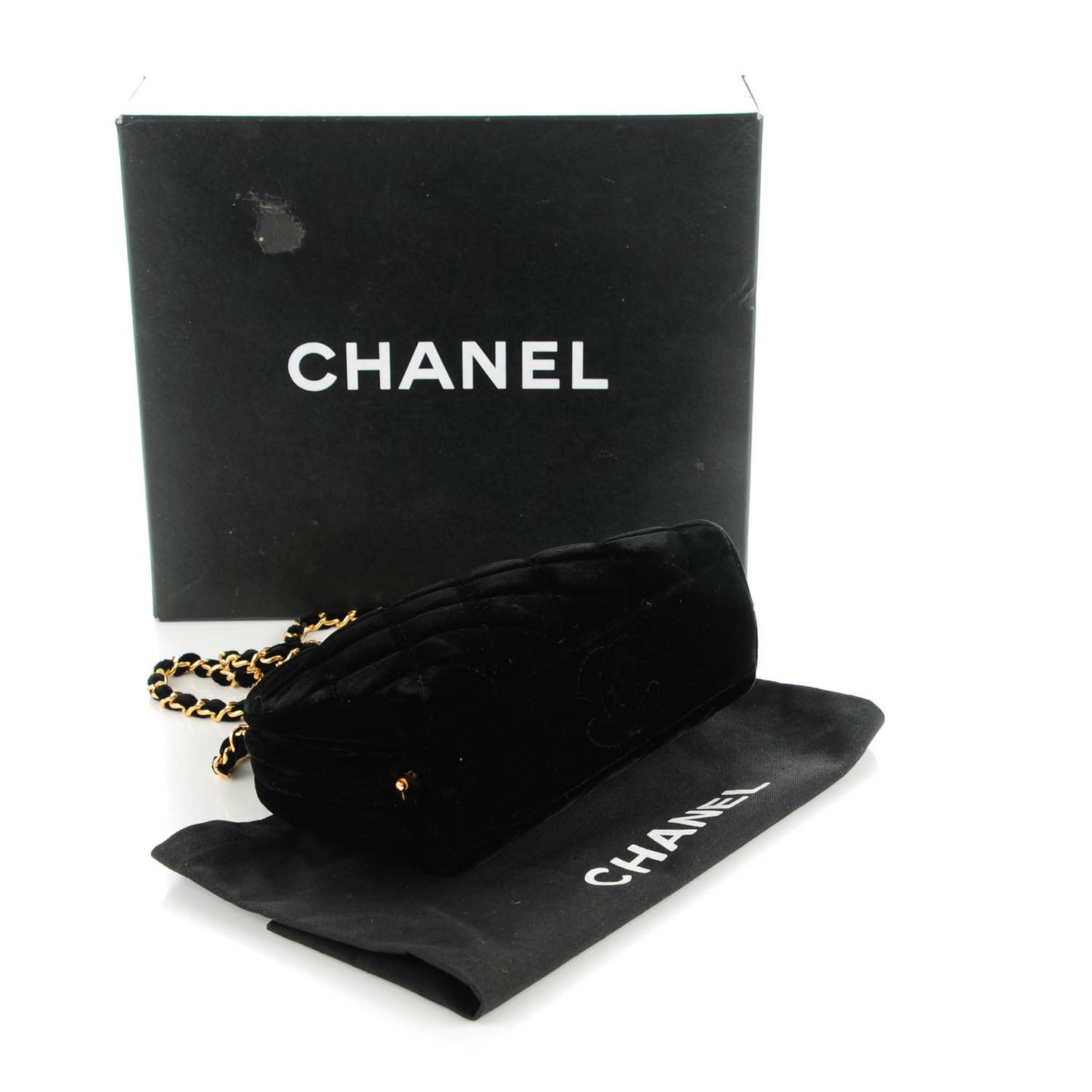 Velvet Quilted Evening Bag Black