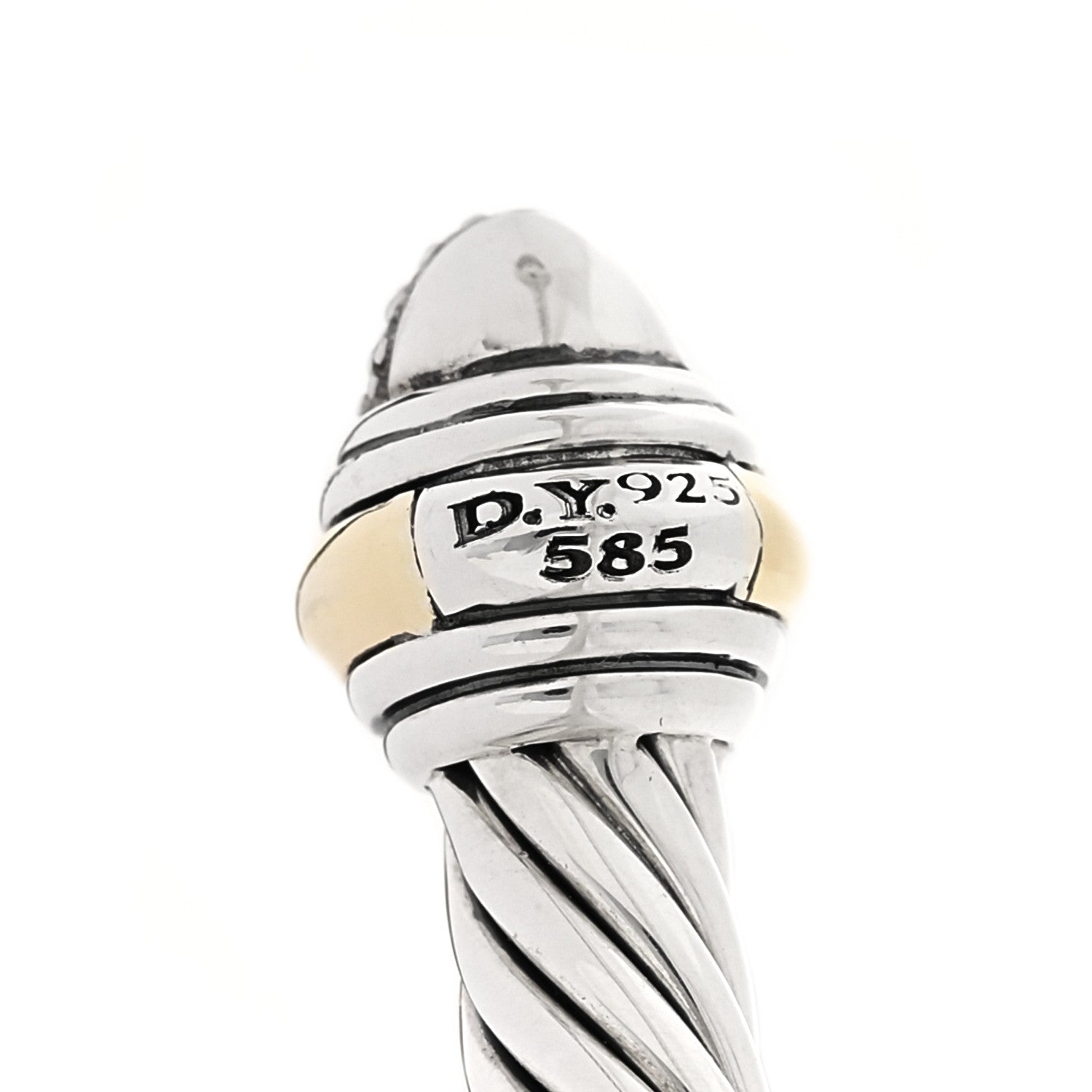 David Yurman Sterling Silver 14K Yellow Gold Diamond 5mm Cable Classics Pave Domes Bracelet 3 of 3