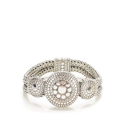 John Hardy Sterling Silver Round Trio Station Bracelet M 1 of 4