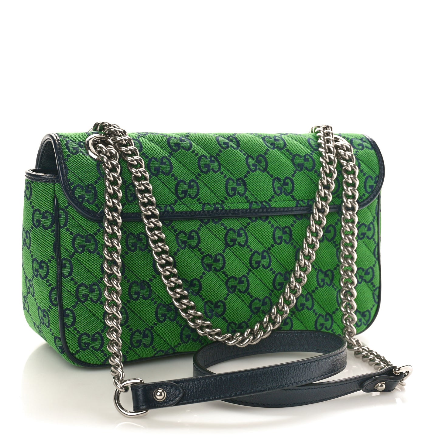 Monogram Multicolor Matelasse Diagonal Small GG Marmont Shoulder Bag Green Blue