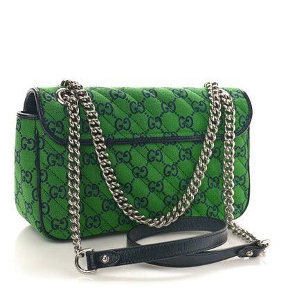 Gucci Monogram Multicolor Matelasse Diagonal Small GG Marmont Shoulder Bag Green Blue 3 of 9