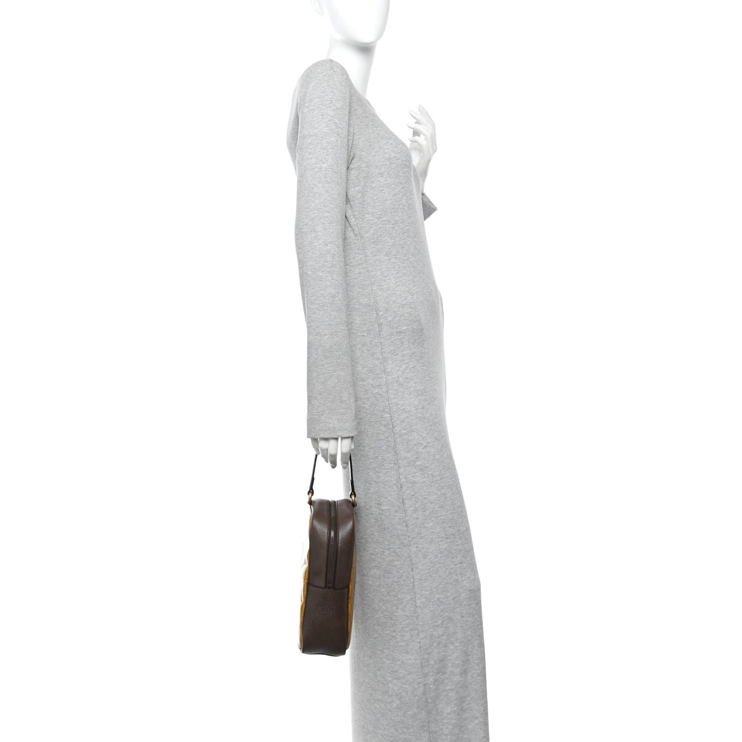 X ADIDAS Crystal Vintage Monogram Textured Dollar Calfskin Web Trefoil Logo Bag Mid Natural Nut Off White New Acero
