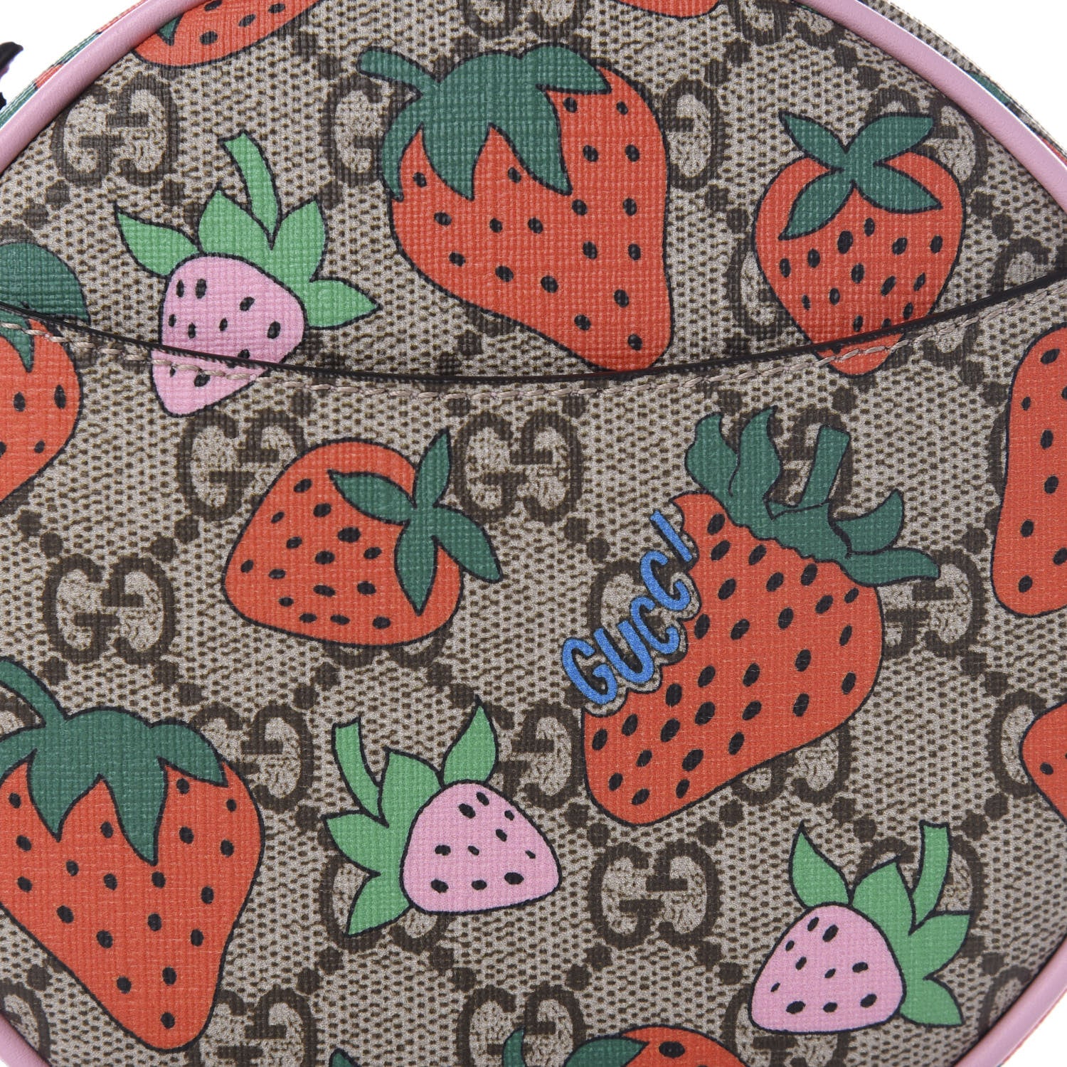 Gucci GG Supreme Monogram Strawberry Round Wrist Wallet 6 of 6