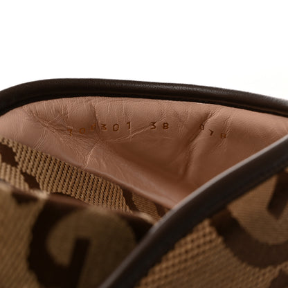 Gucci Monogram Jumbo GG Nappa Samoa Platform 40mm Slide Sandals 38 Camel Ebony New Acero 7 of 9
