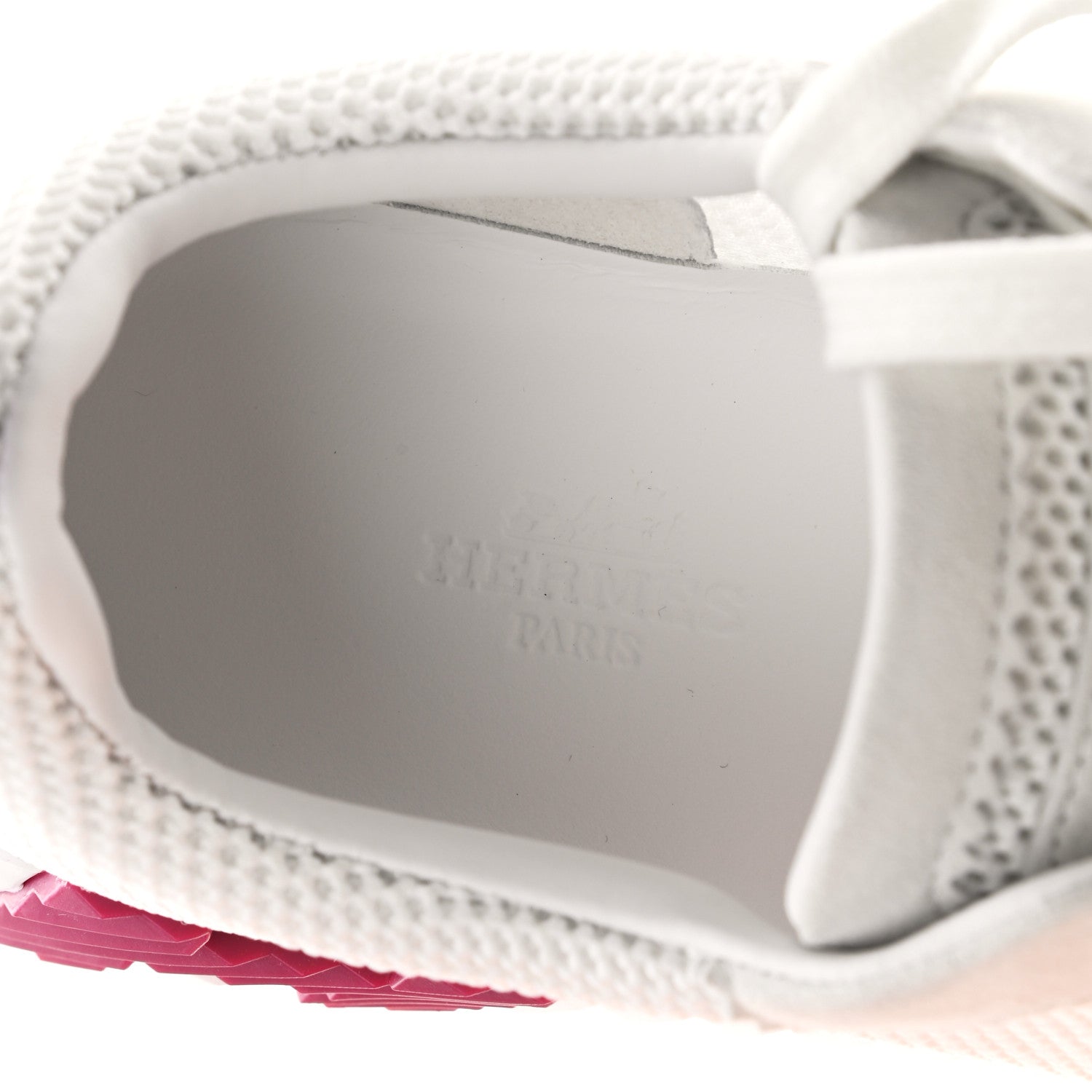 Hermes Air Mesh Suede Goatskin Bouncing Sneakers 36.5 White Orange Pink 7 of 9