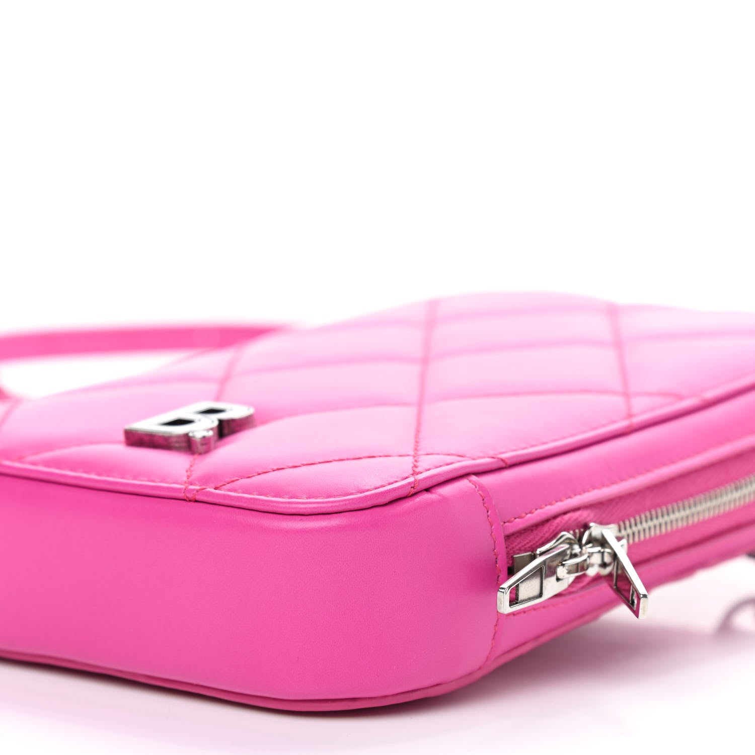 Balenciaga Calfskin Quilted Touch B Phone Holder Bag Fuchsia 7 of 9