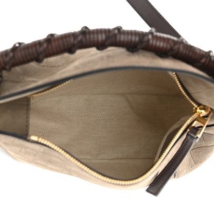 Loewe Nubuck Crocodile Embossed Small Puzzle Bag Olive 5 of 9