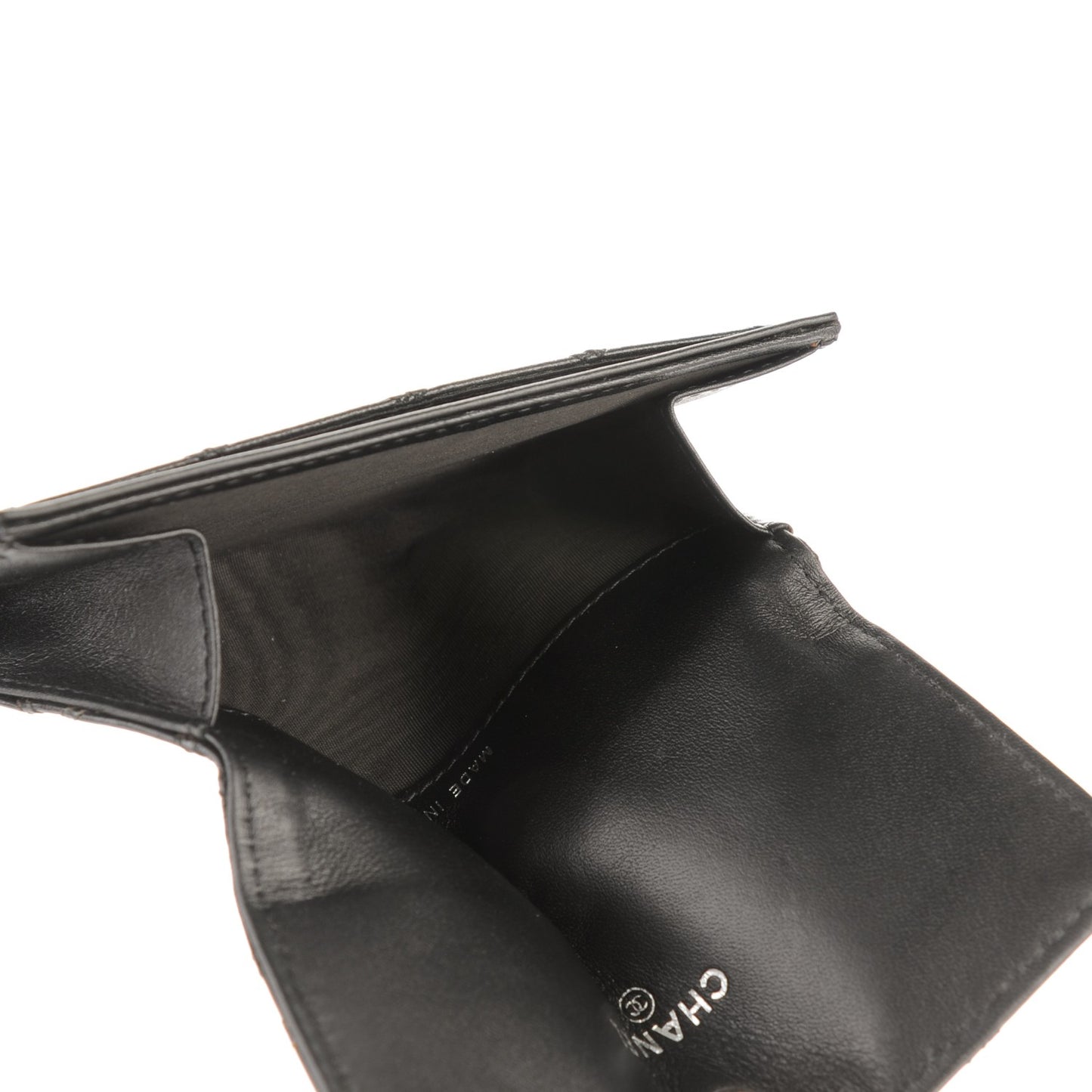 Lambskin Diamond Stitched Card Holder Wallet Black