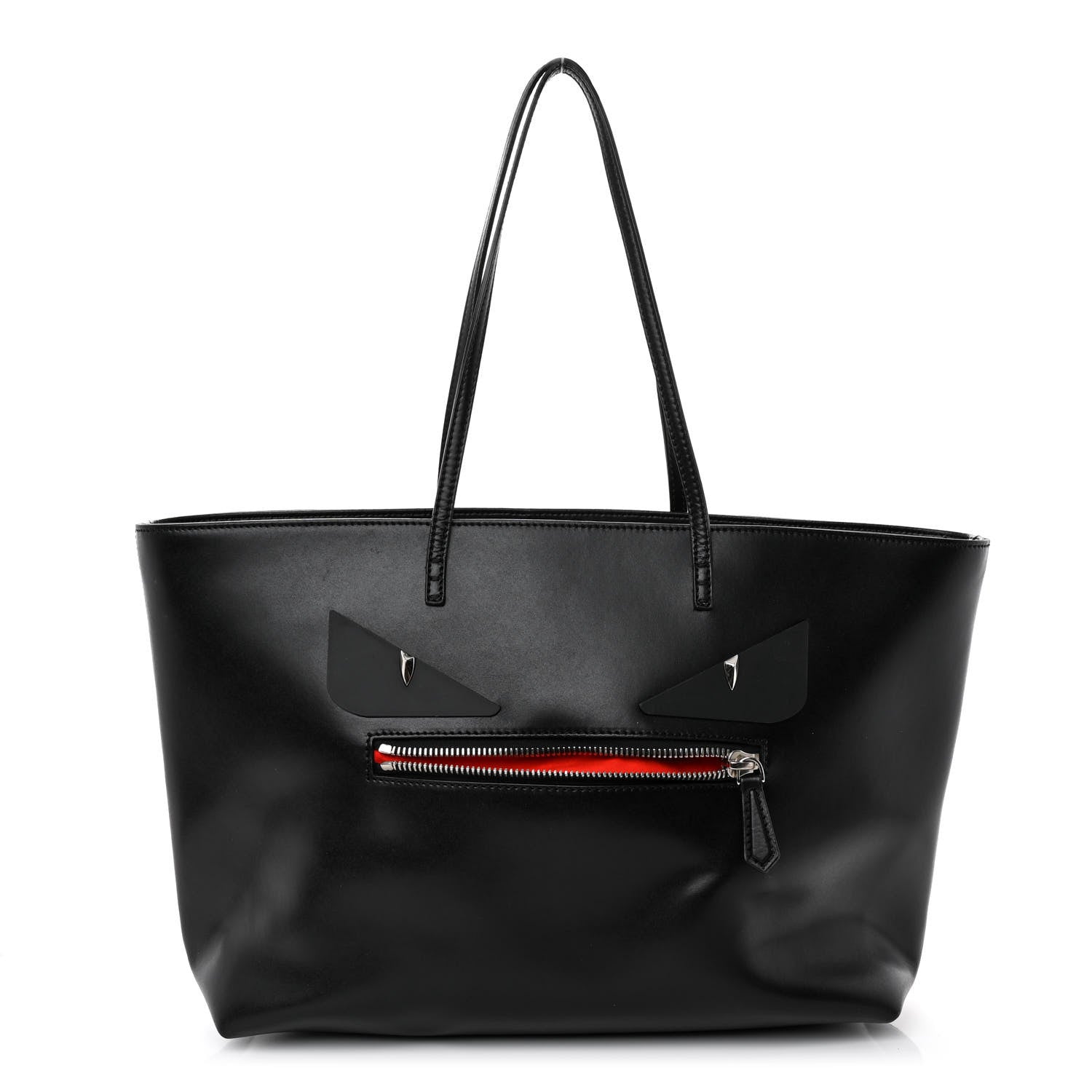 Fendi Vitello Liberty Lucido Metal Monster Eyes Medium Roll Tote Black 1 of 10