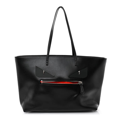 Fendi Vitello Liberty Lucido Metal Monster Eyes Medium Roll Tote Black 1 of 10