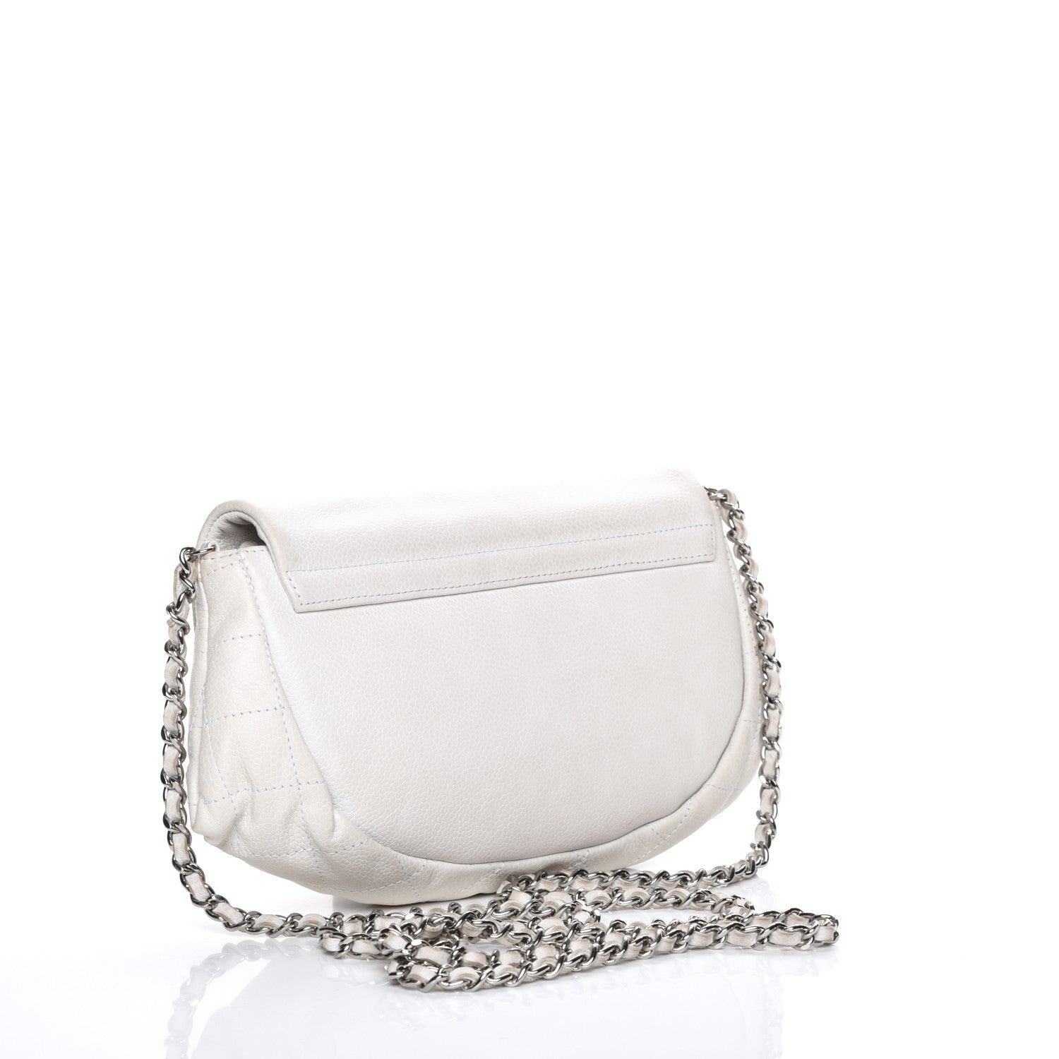 Chanel Caviar Half Moon Wallet On Chain WOC White 3 of 9
