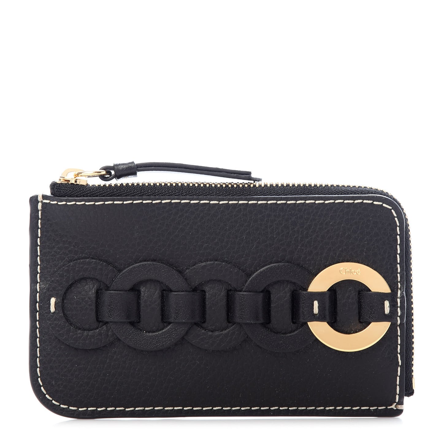 Grained Shiny Calfskin Small Darryl Coin Purse Black
