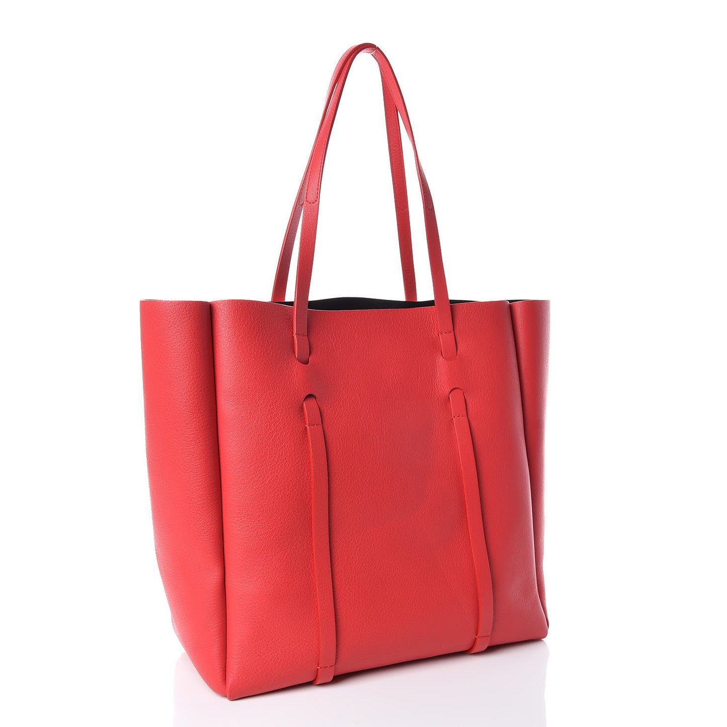 Veau Baltimore Double Sided Small Everyday Tote Rouge Vermeil Black