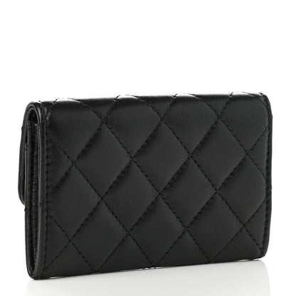 Chanel Lambskin Quilted Flap Card Holder Wallet Black 3 of 9