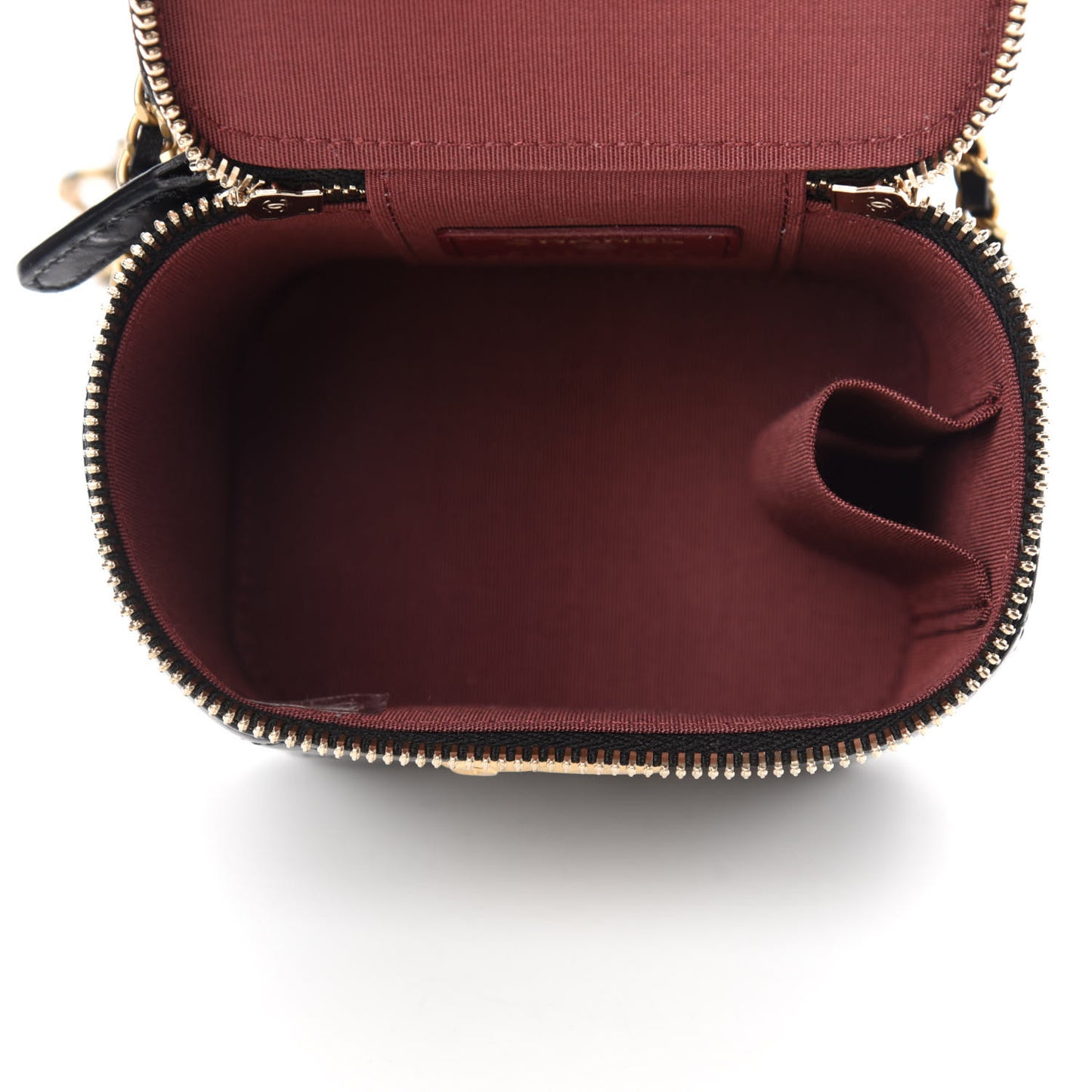 Calfskin Quilted Mini Perfect Fit Vanity Case With Chain Black