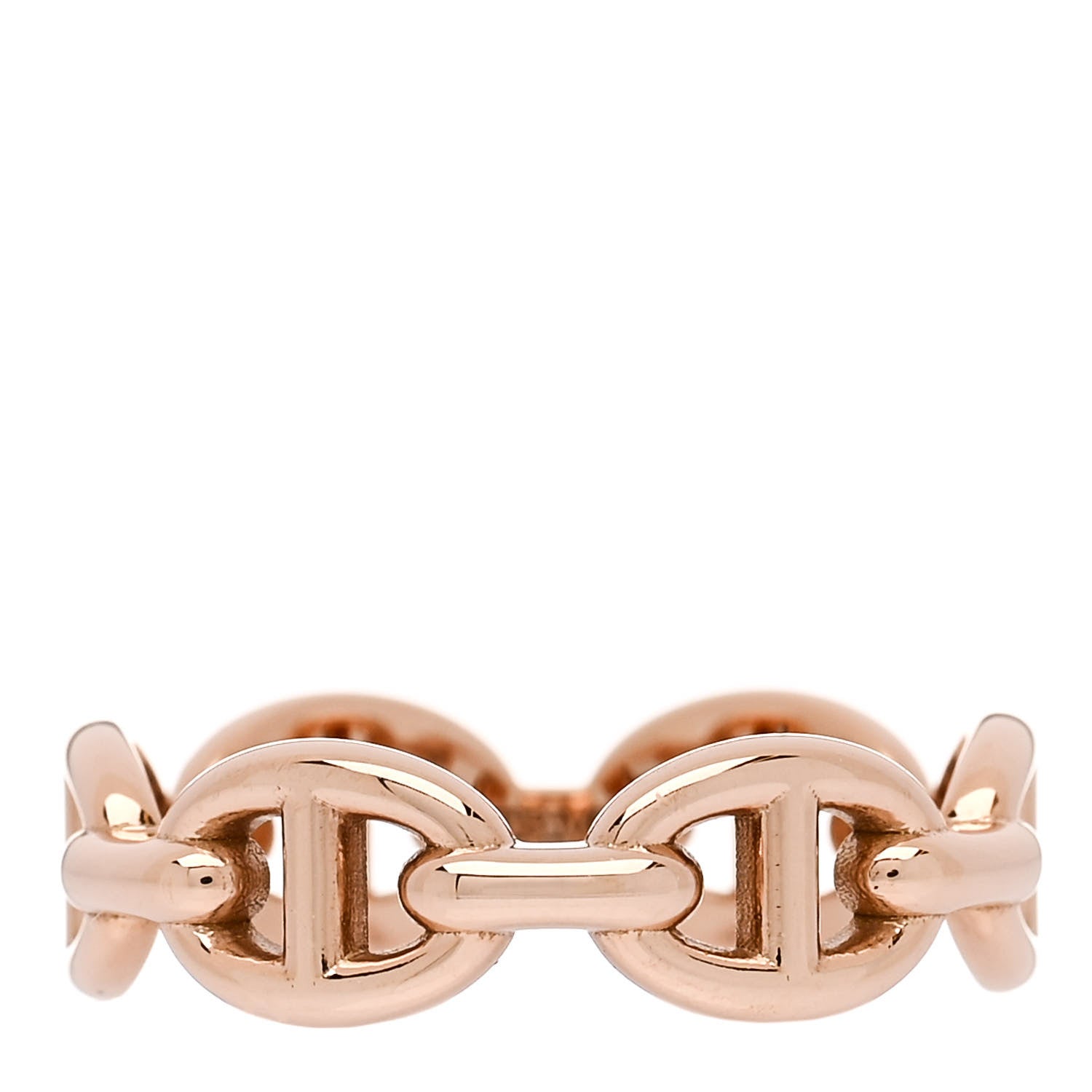 Hermes 18K Rose Gold PM Chaine d'Ancre Enchainee Ring 52 6 1 of 9
