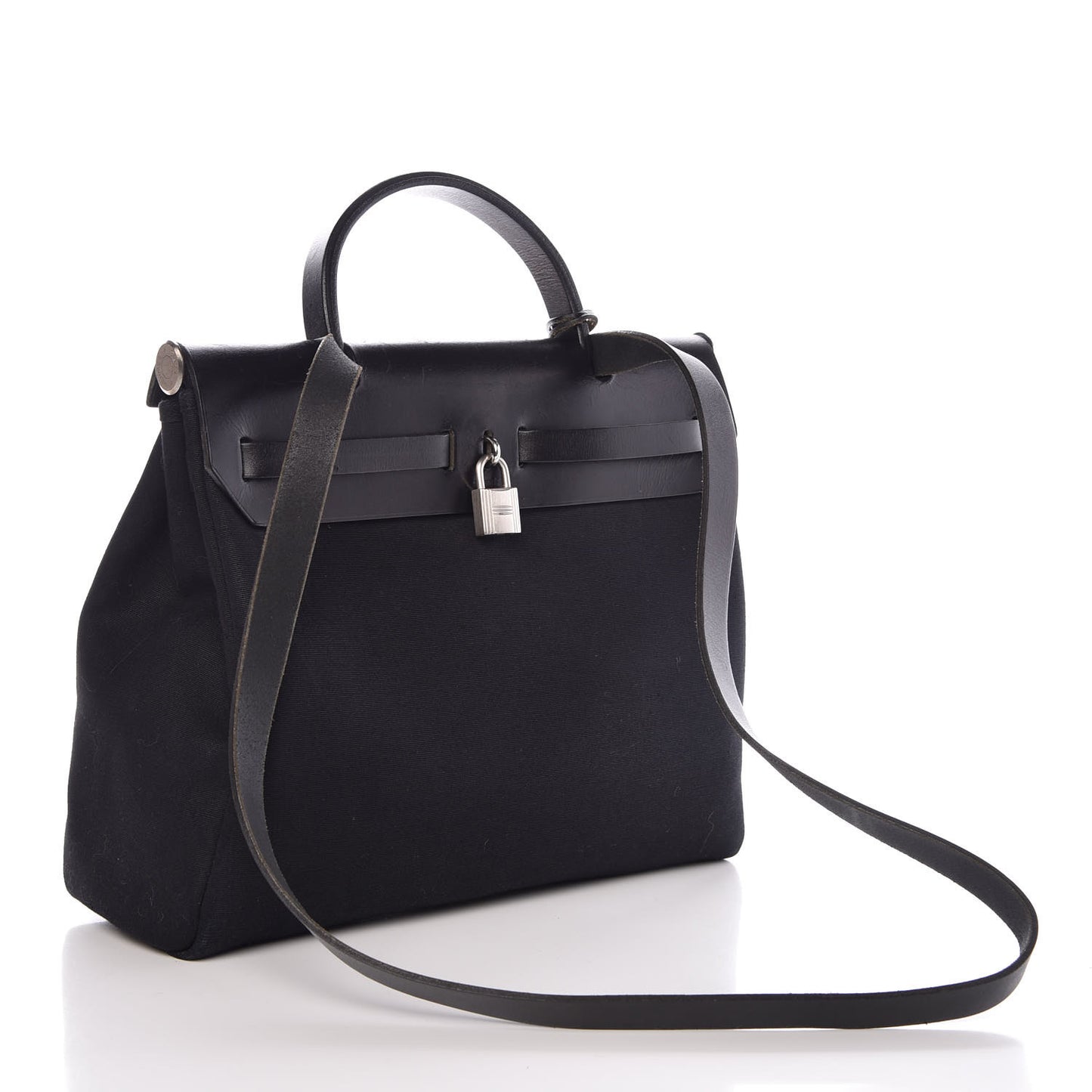 Toile Vache Calfskin Herbag 30 PM Black