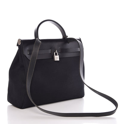 Hermes Toile Vache Calfskin Herbag 30 PM Black 3 of 11
