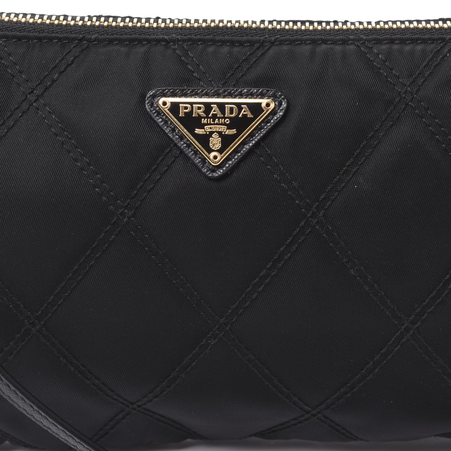 Prada Tessuto Nylon Quilted Pochette Bag Black 8 of 8