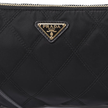 Prada Tessuto Nylon Quilted Pochette Bag Black 8 of 8