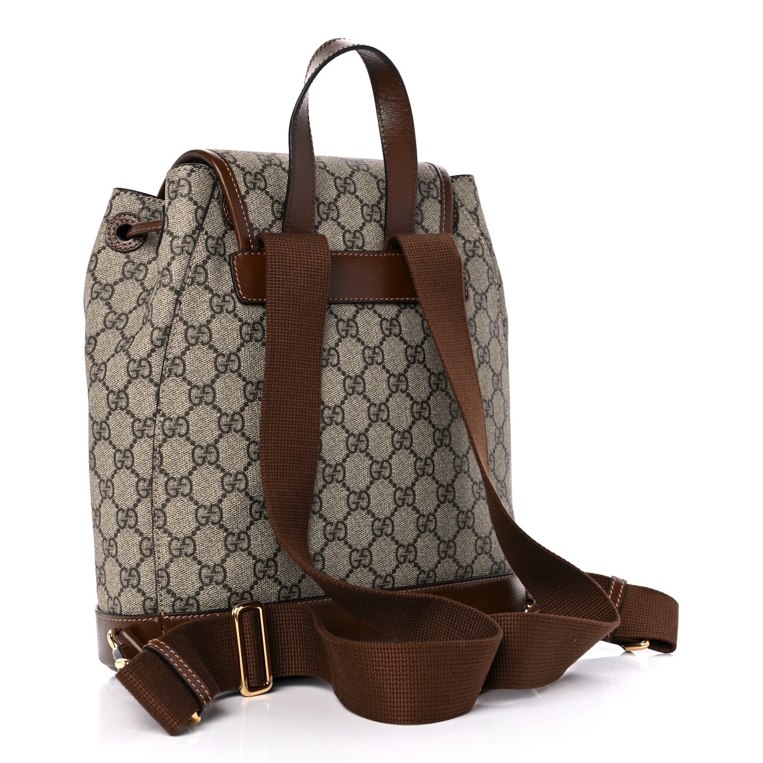 Gucci GG Supreme Monogram Azalea Calfskin Retro Interlocking G Buckle Backpack Beige Ebony Brown Sugar 3 of 9