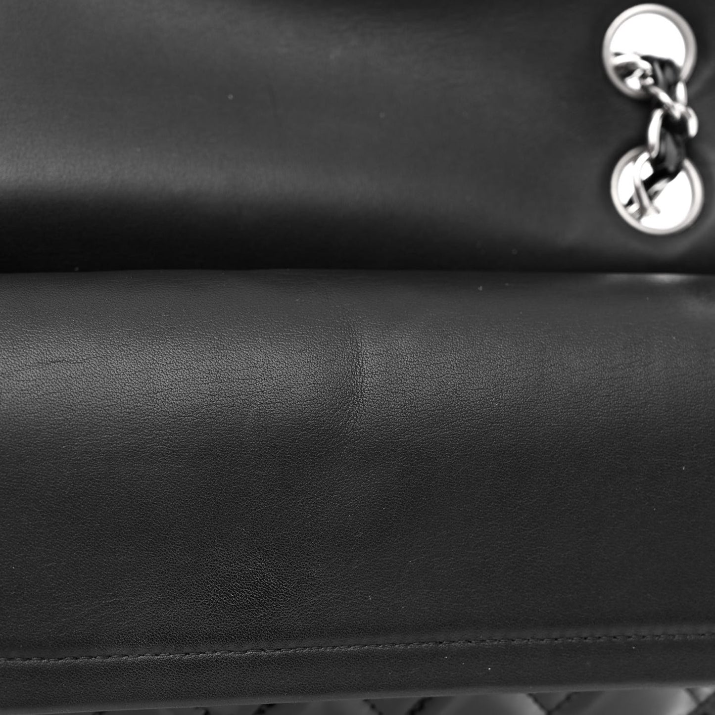 Patent Quilted Medium Double Flap Black