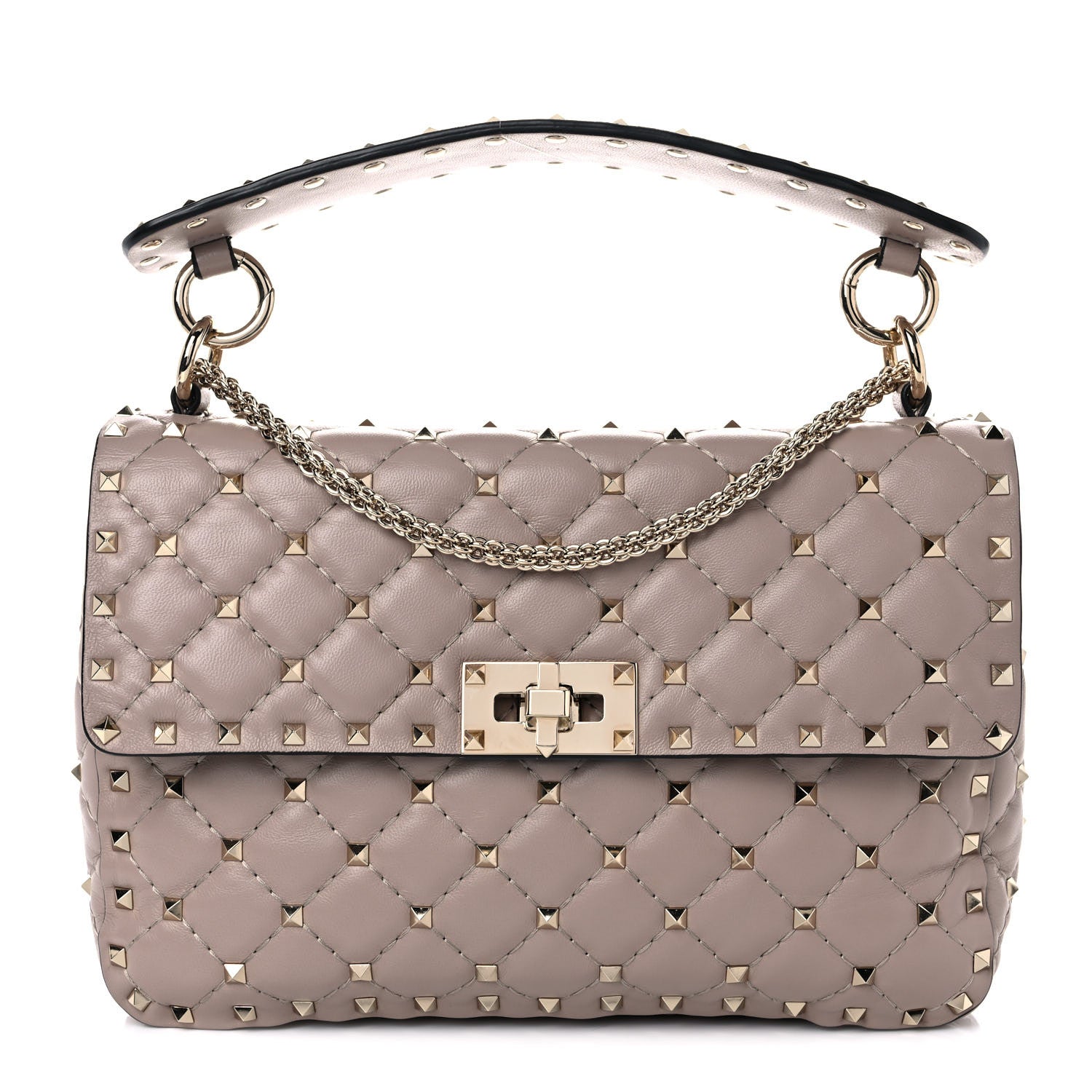 Valentino Garavani Lambskin Medium Rockstud Spike Shoulder Bag Poudre 1 of 10