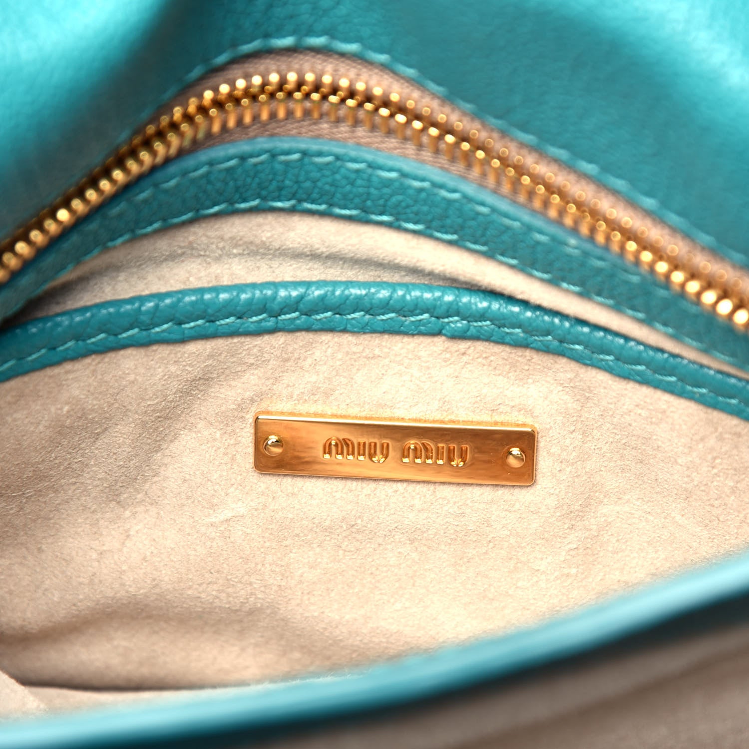 Miu Miu Goatskin Madras Shoulder Bag Turchese 5 of 8