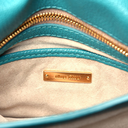 Miu Miu Goatskin Madras Shoulder Bag Turchese 5 of 8