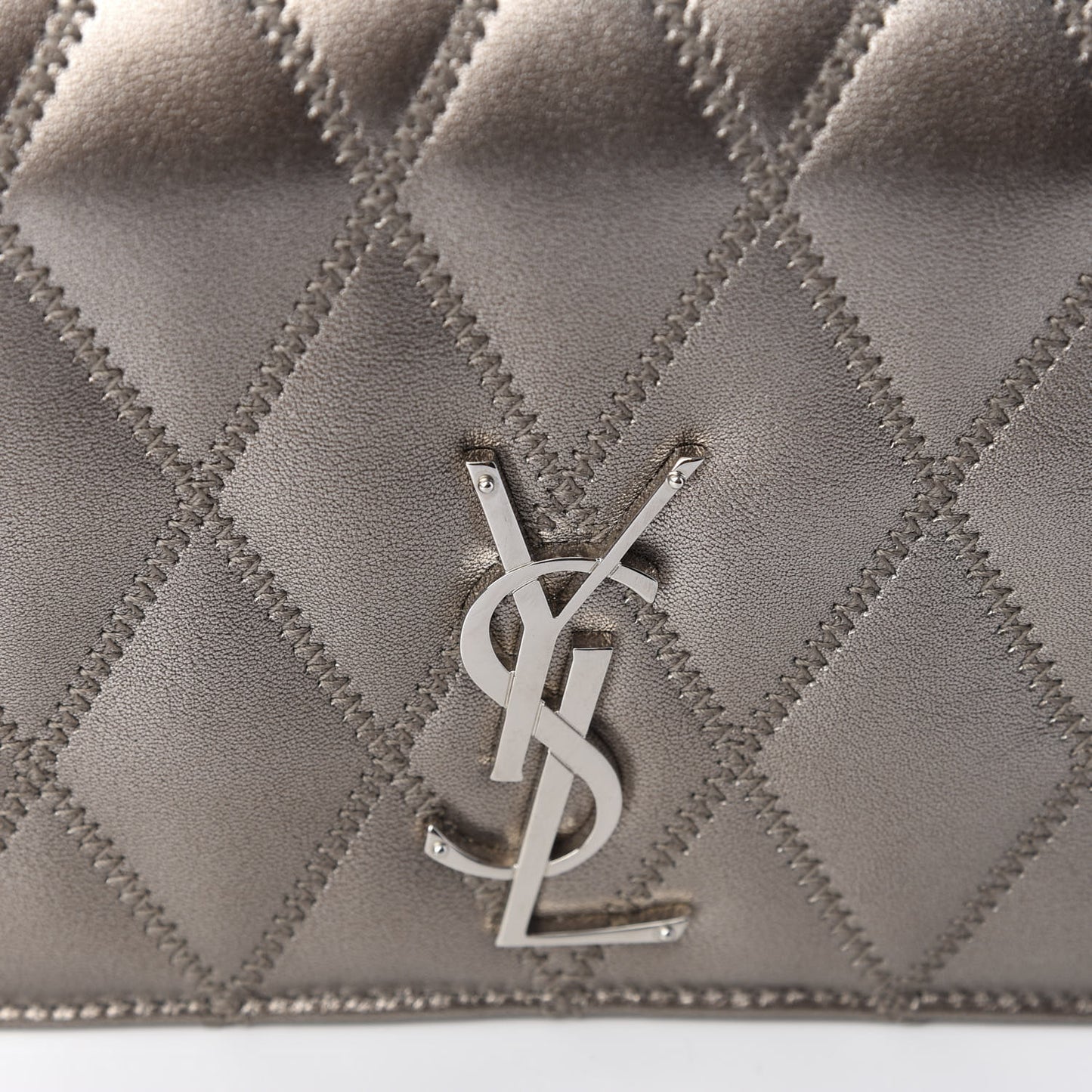 Metallic Lambskin Diamond Quilted Monogram Angie Chain Bag Pimbo