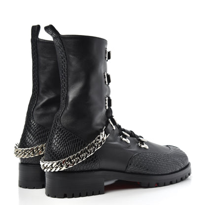 Christian Louboutin Calfskin Horse Guarda Flat Boots 38 Black Silver 4 of 8