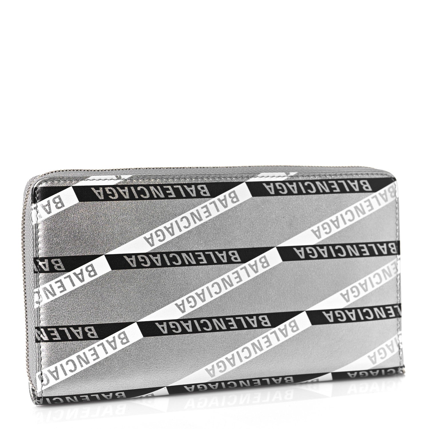 Balenciaga Metallic Calfskin Losange Monogram Everyday Continental Zip Around Wallet Silver Black White 3 of 8