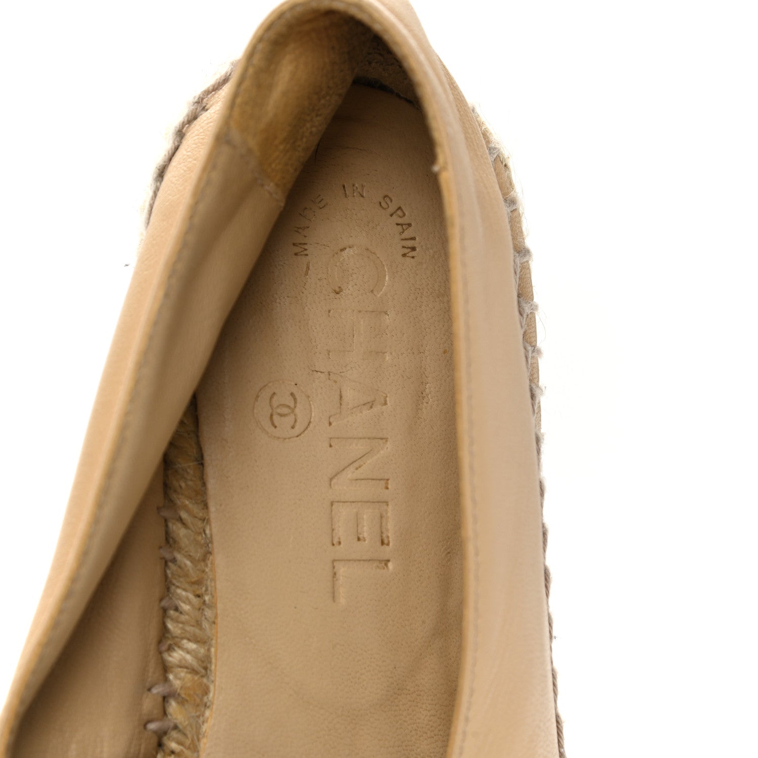 Chanel Lambskin CC Espadrilles 37 Beige Black 8 of 13