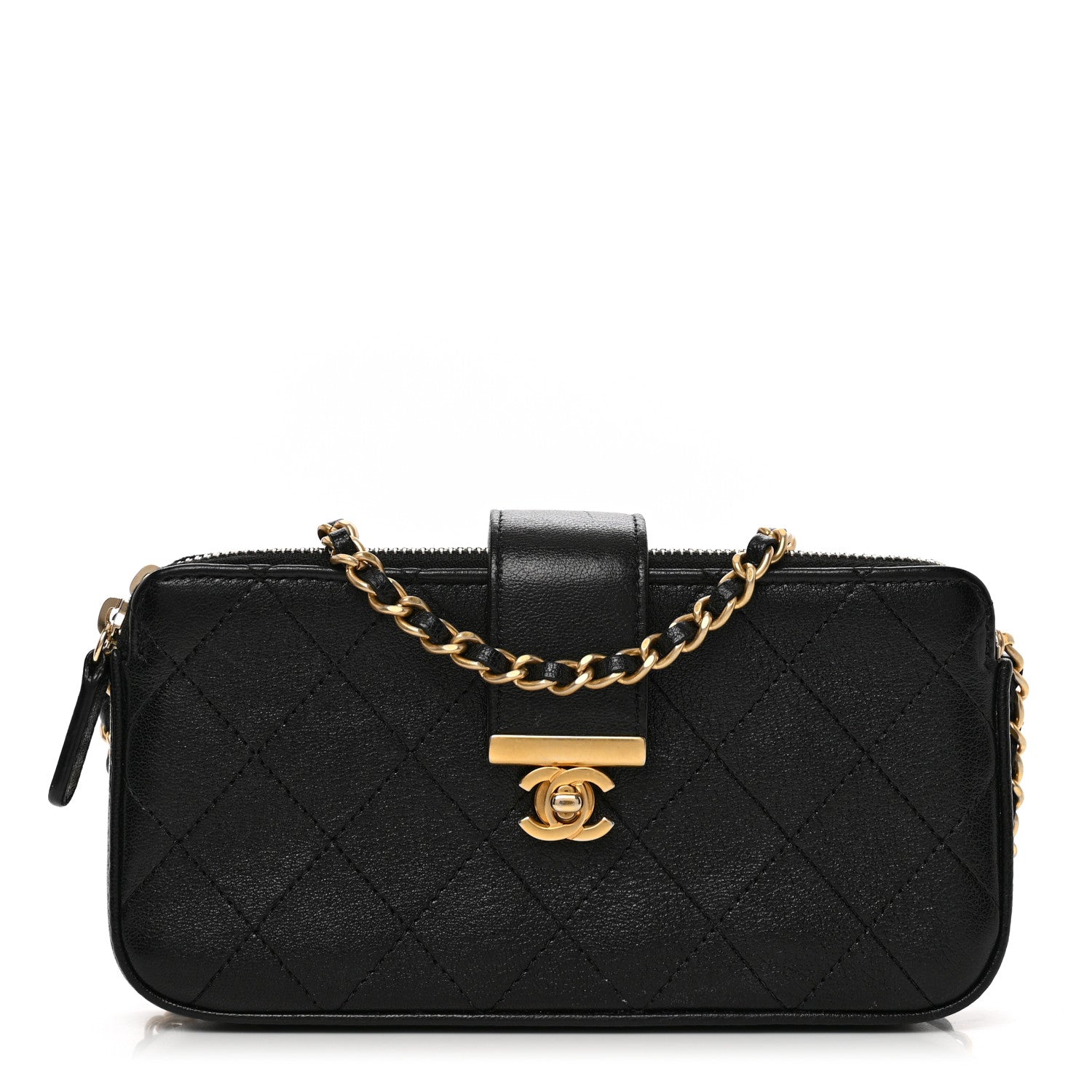 Chanel Goatskin Quilted CC Clutch With Chain Black 1 of 11