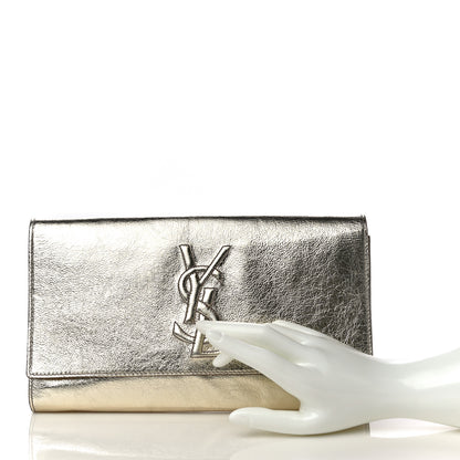 Saint Laurent Metallic Calfskin Monogram Large Belle De Jour Clutch Gold 2 of 18