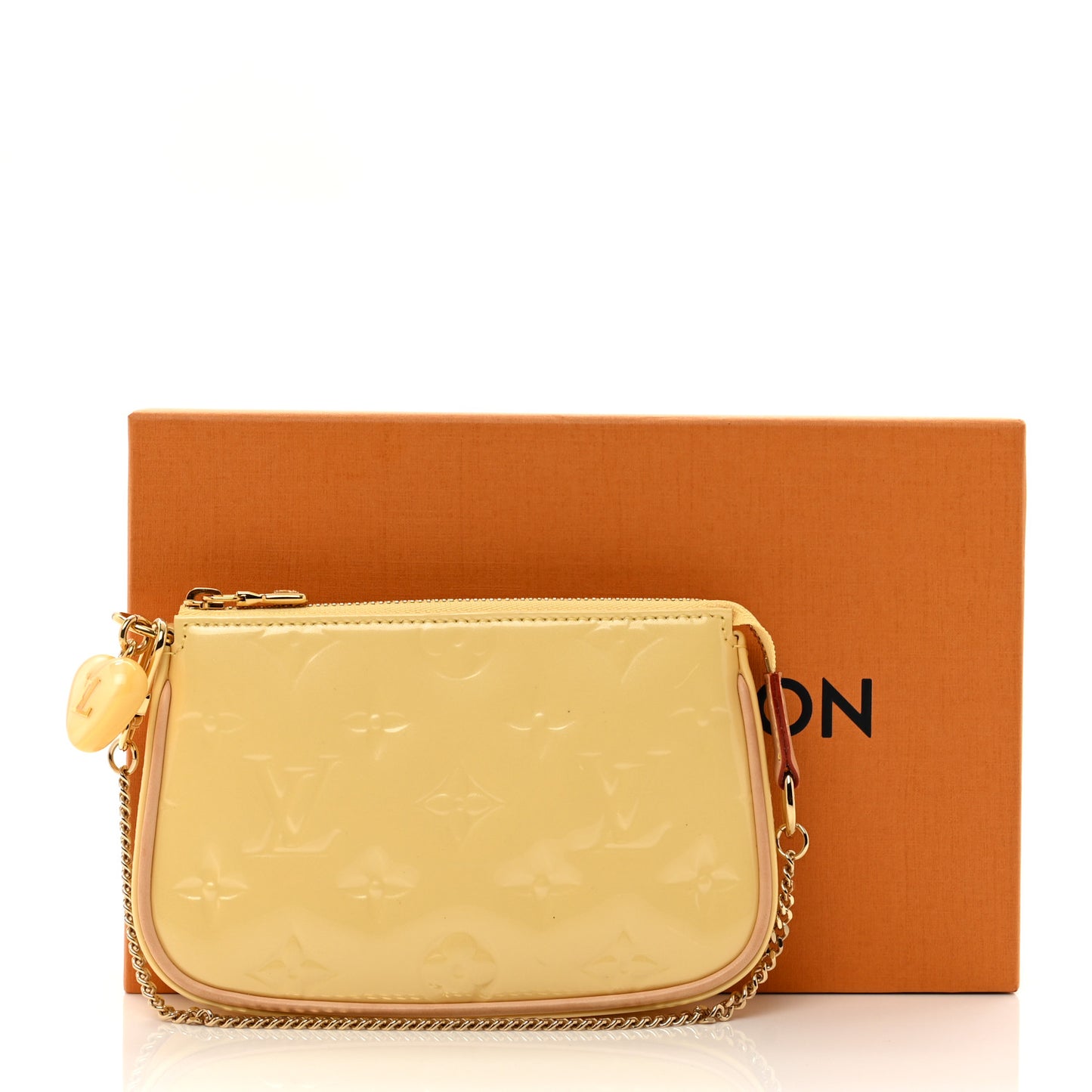 Metallic Vernis Valentine Mini Pochette Accessories Banana Fizz